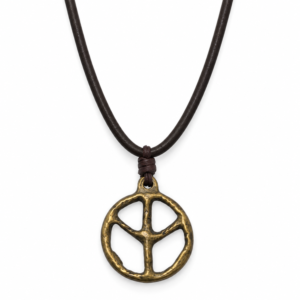 Peace Symbol Leather Necklace for Men