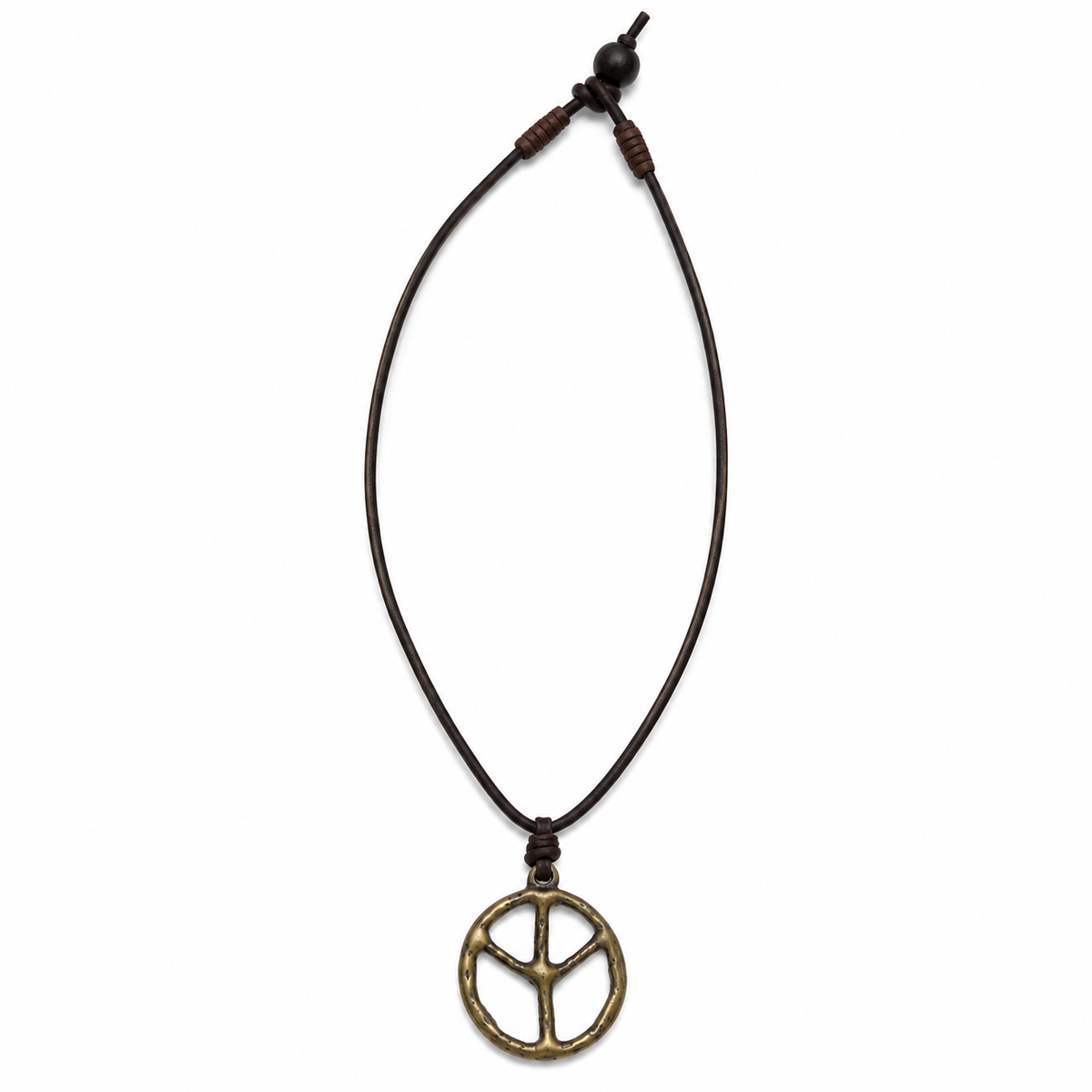 Peace Symbol Leather Necklace for Men