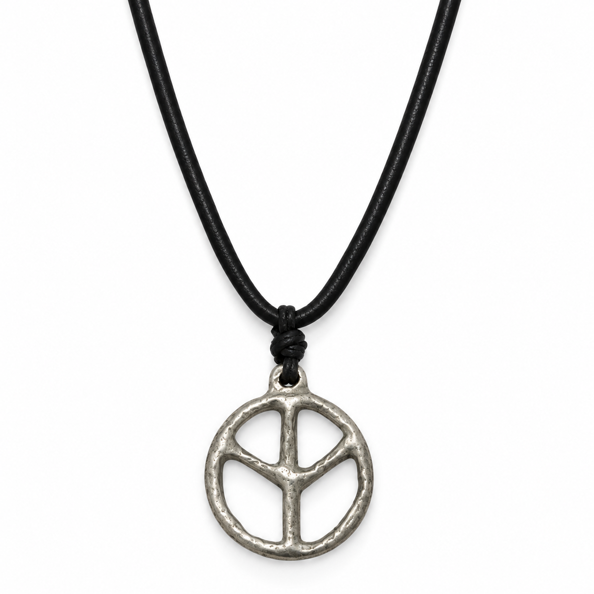 Peace Symbol Leather Necklace for Men