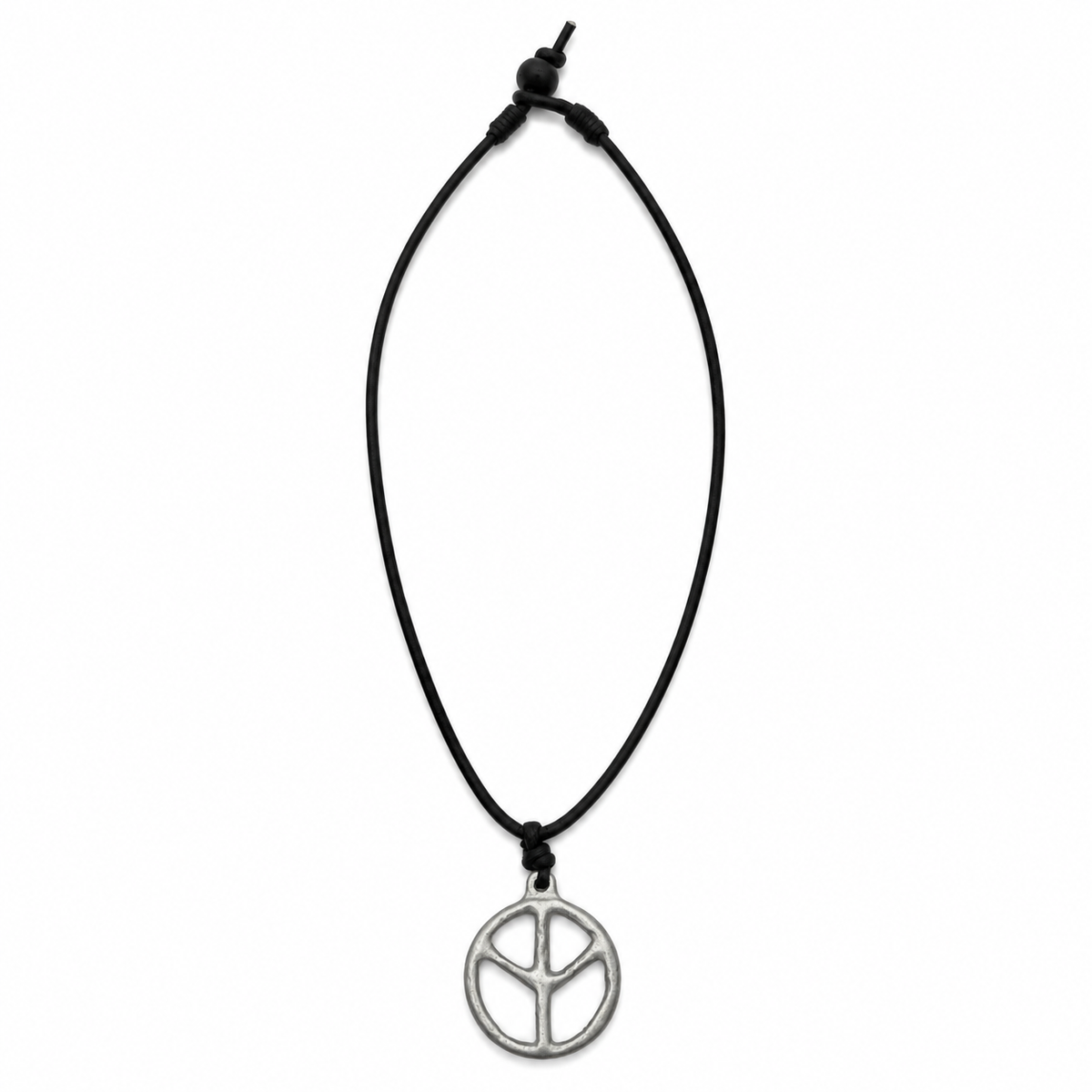 Peace Symbol Leather Necklace for Men