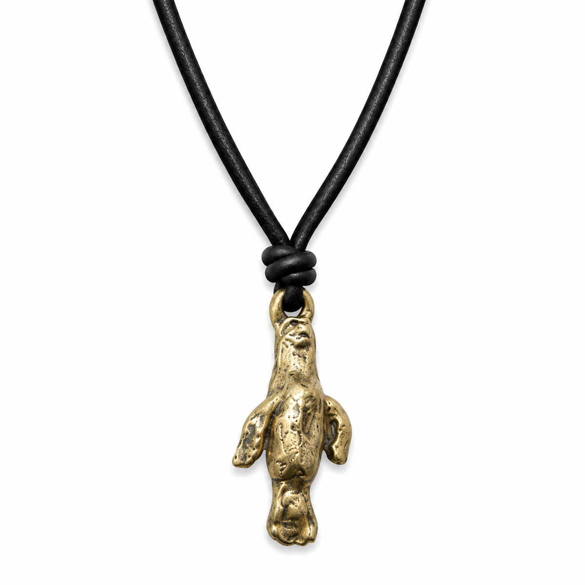 Penguin Pendant Leather Necklace for Men