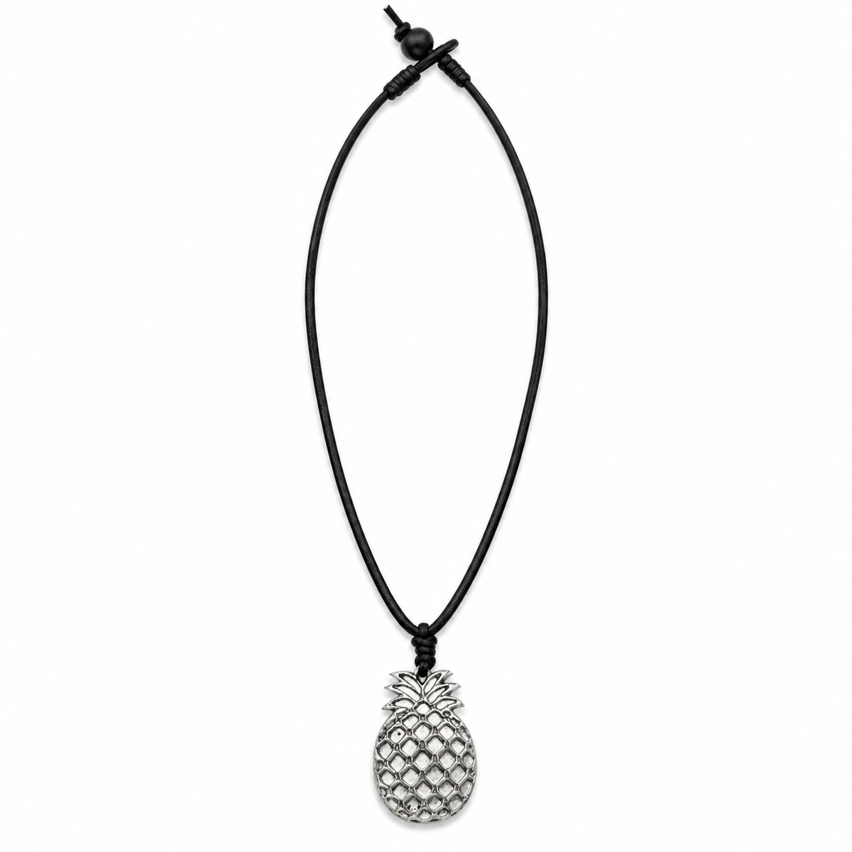 Pineapple Pendant Leather Necklace for Men