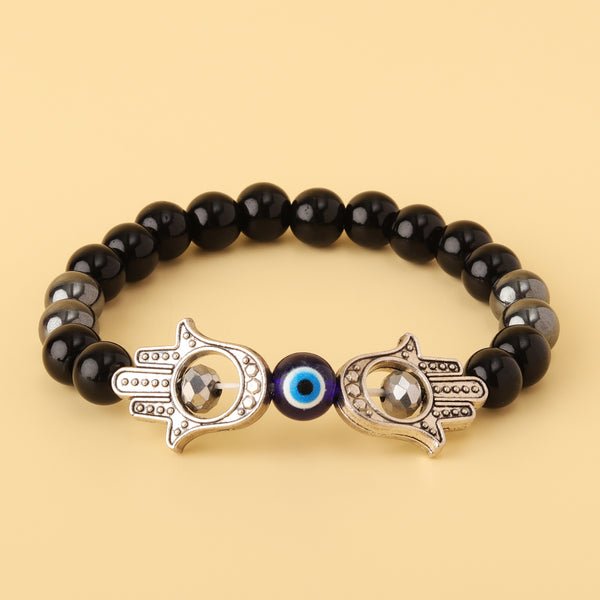 Protective Evil Eye Hamsa Natural Stone Bracelet