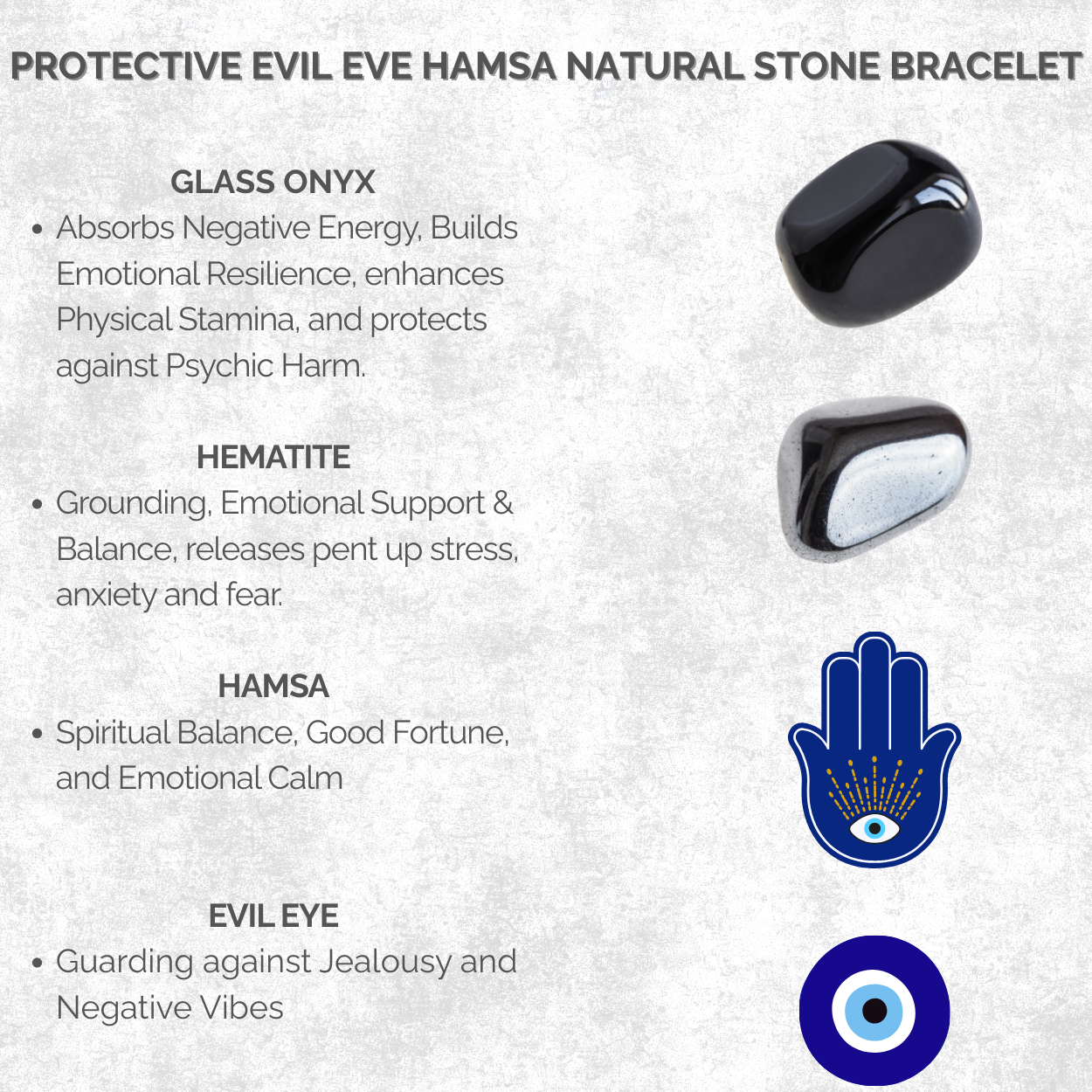 Protective Evil Eye Hamsa Natural Stone Bracelet