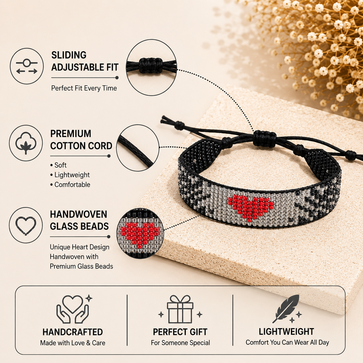 Pure Heart Beaded Bracelet