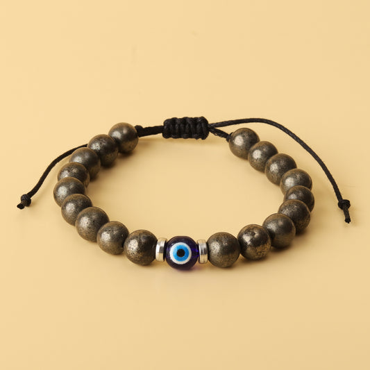 Pyrite Money Magnet Natural Stone Adjustable Bracelet