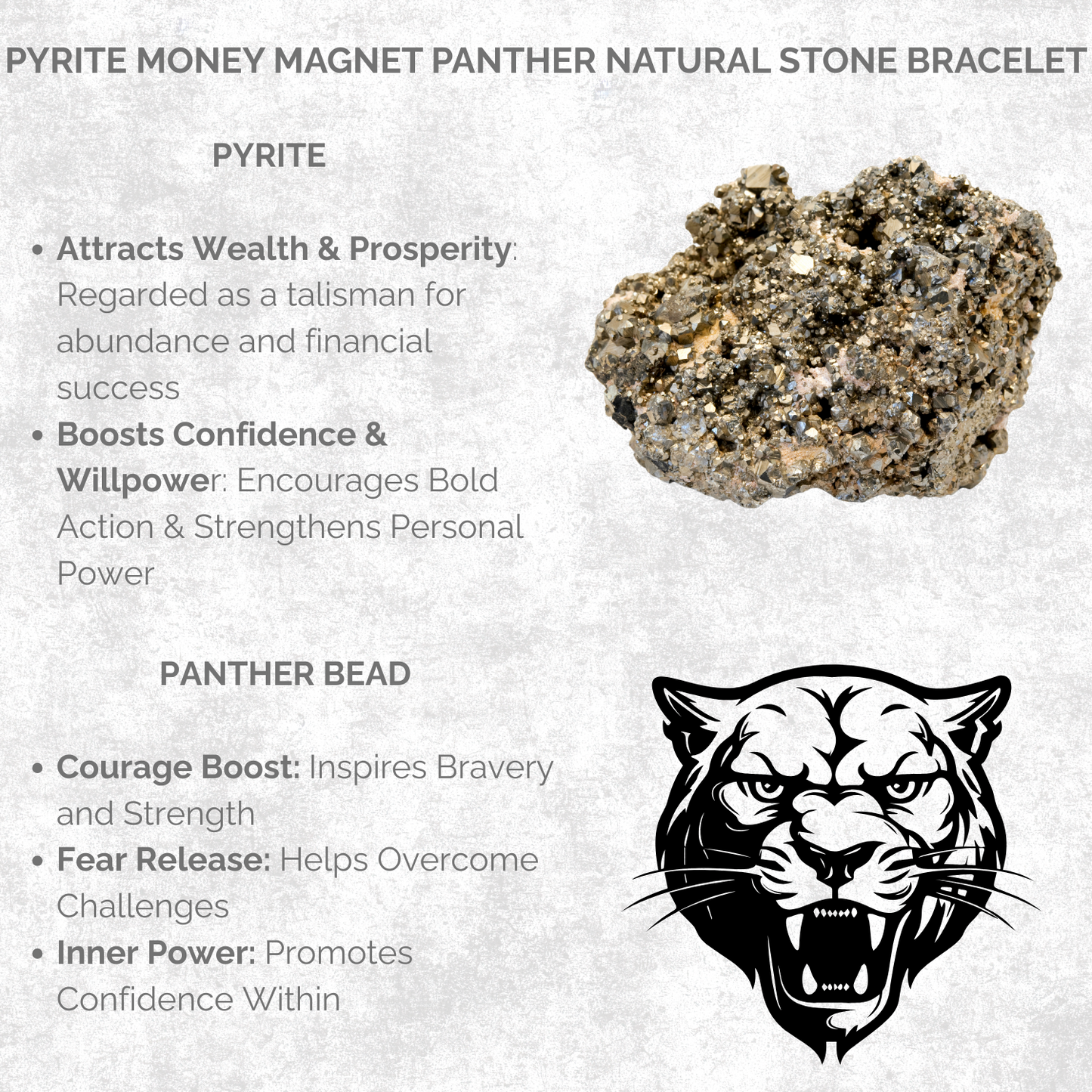 Pyrite Money Magnet Natural Stone Panther Bracelet