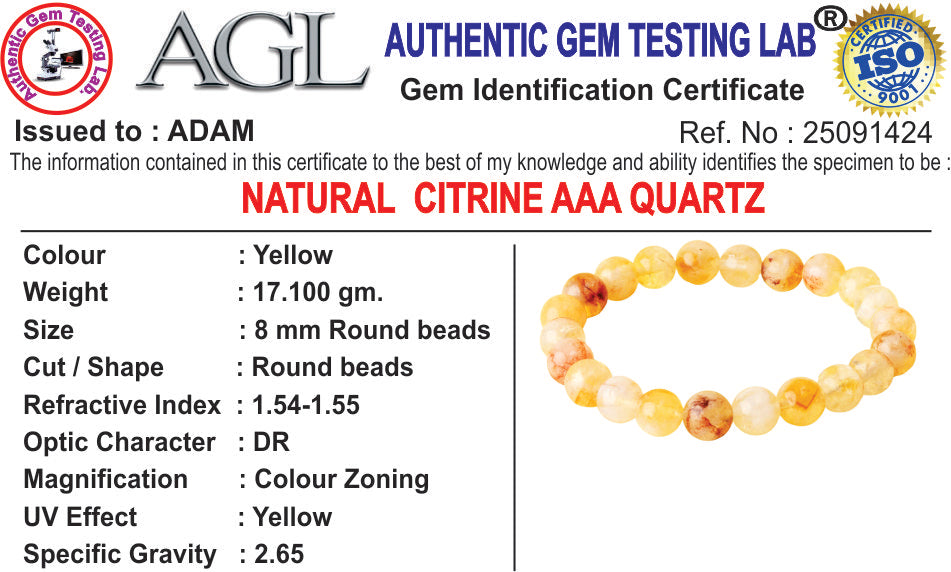 Radiant Citrine AAA Natural Stone Bracelet