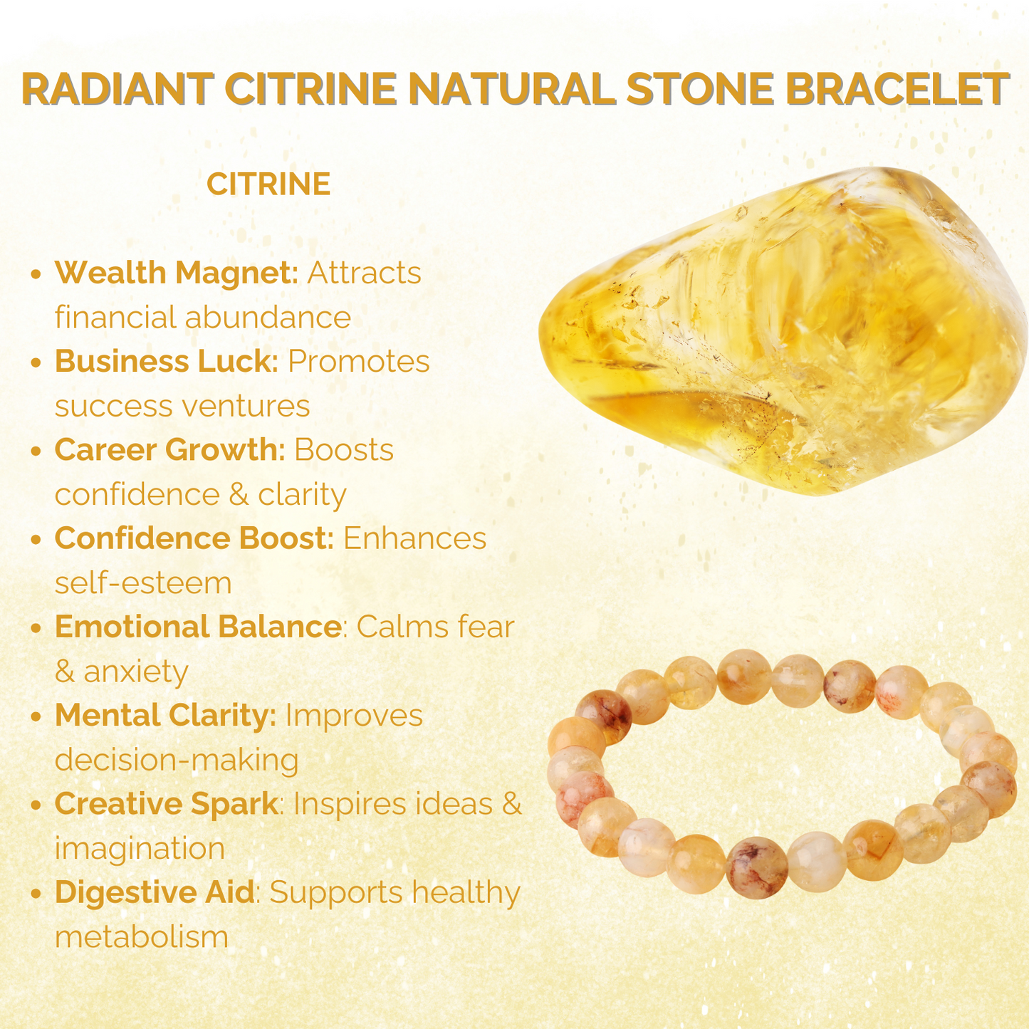 Radiant Citrine AAA Natural Stone Bracelet