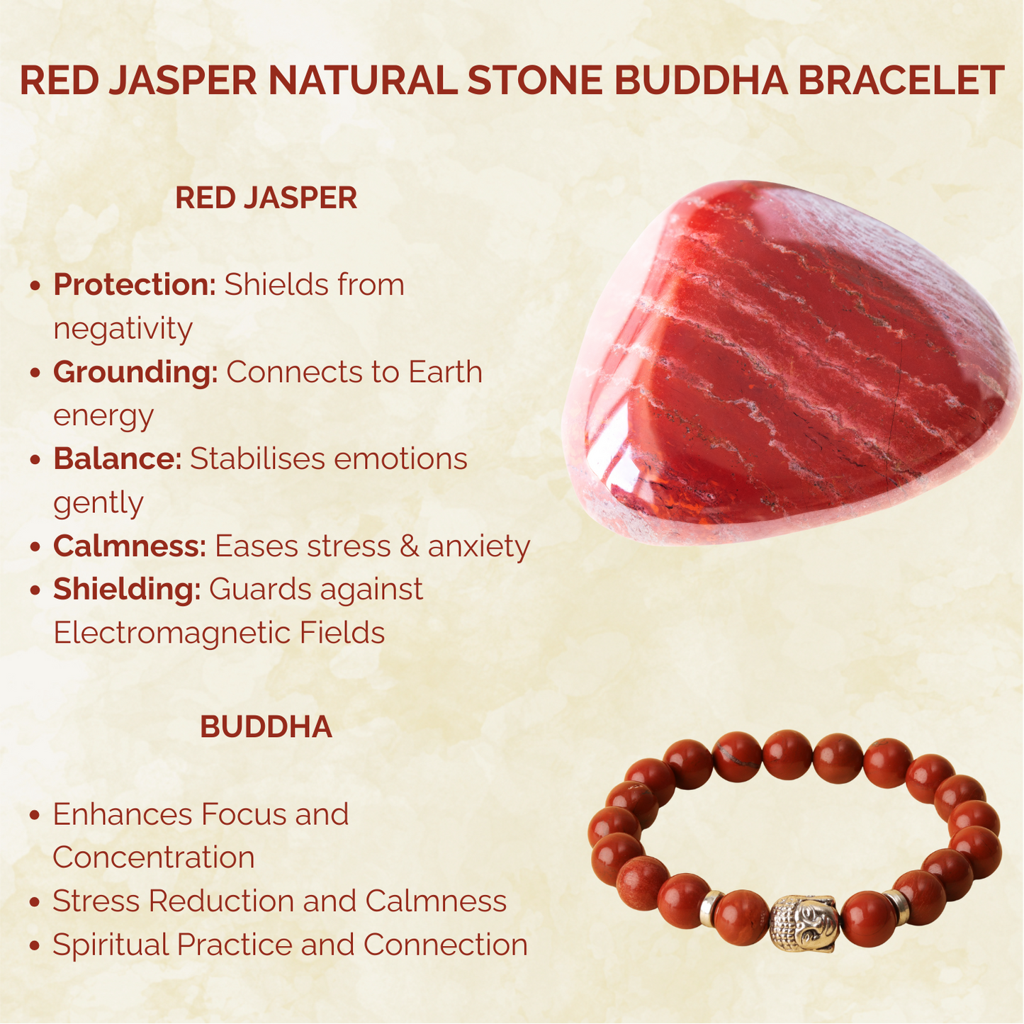Red Jasper Natural Stone Buddha Bracelet