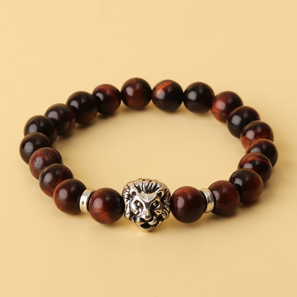 Red Tiger Eye Natural Stone Panther Bracelet