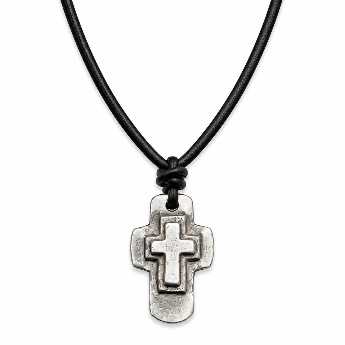 Religious Cross Pendant Leather Necklace for Men