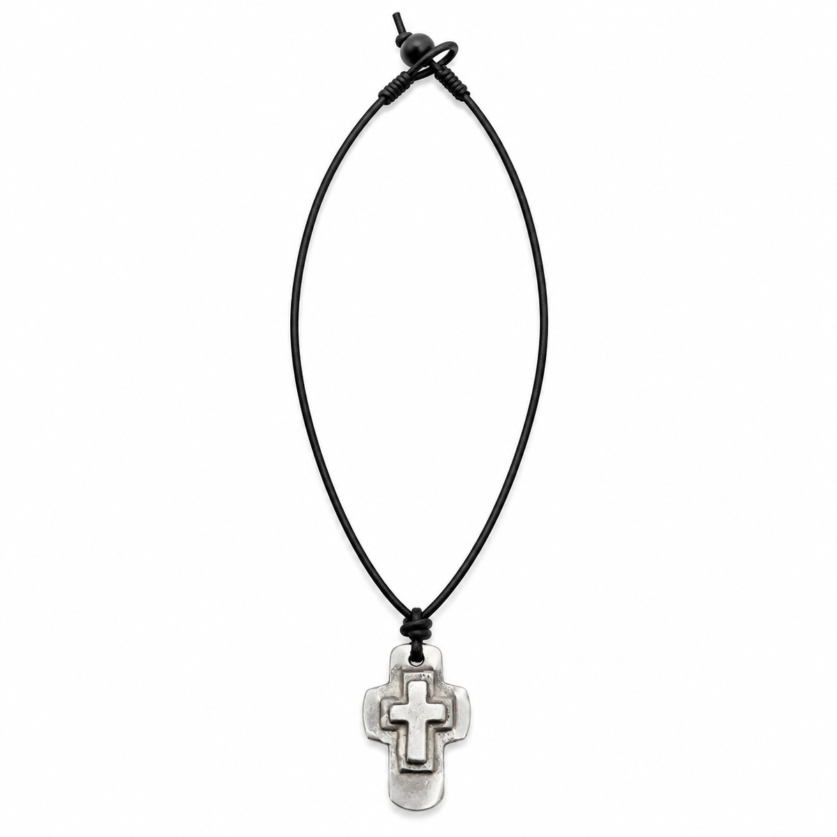 Religious Cross Pendant Leather Necklace for Men