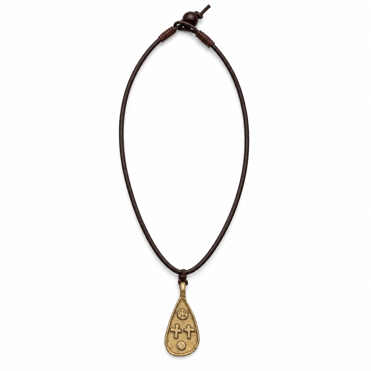Religious Teardrop Pendant Leather Necklace for Men
