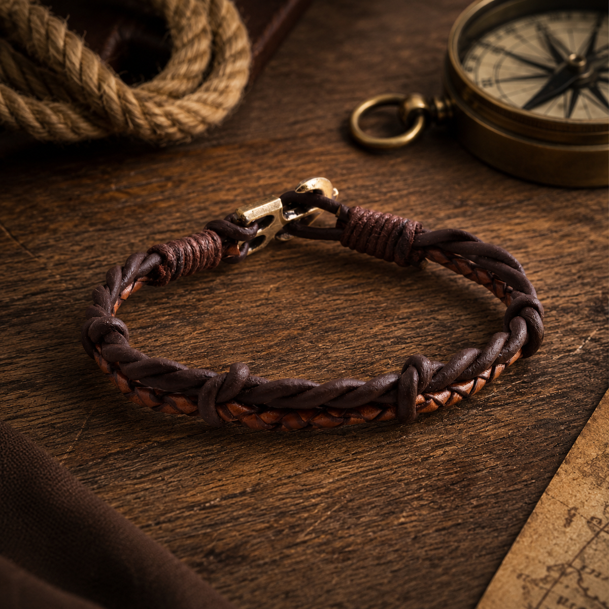 Rio Men’s Leather Bracelet With Anchor