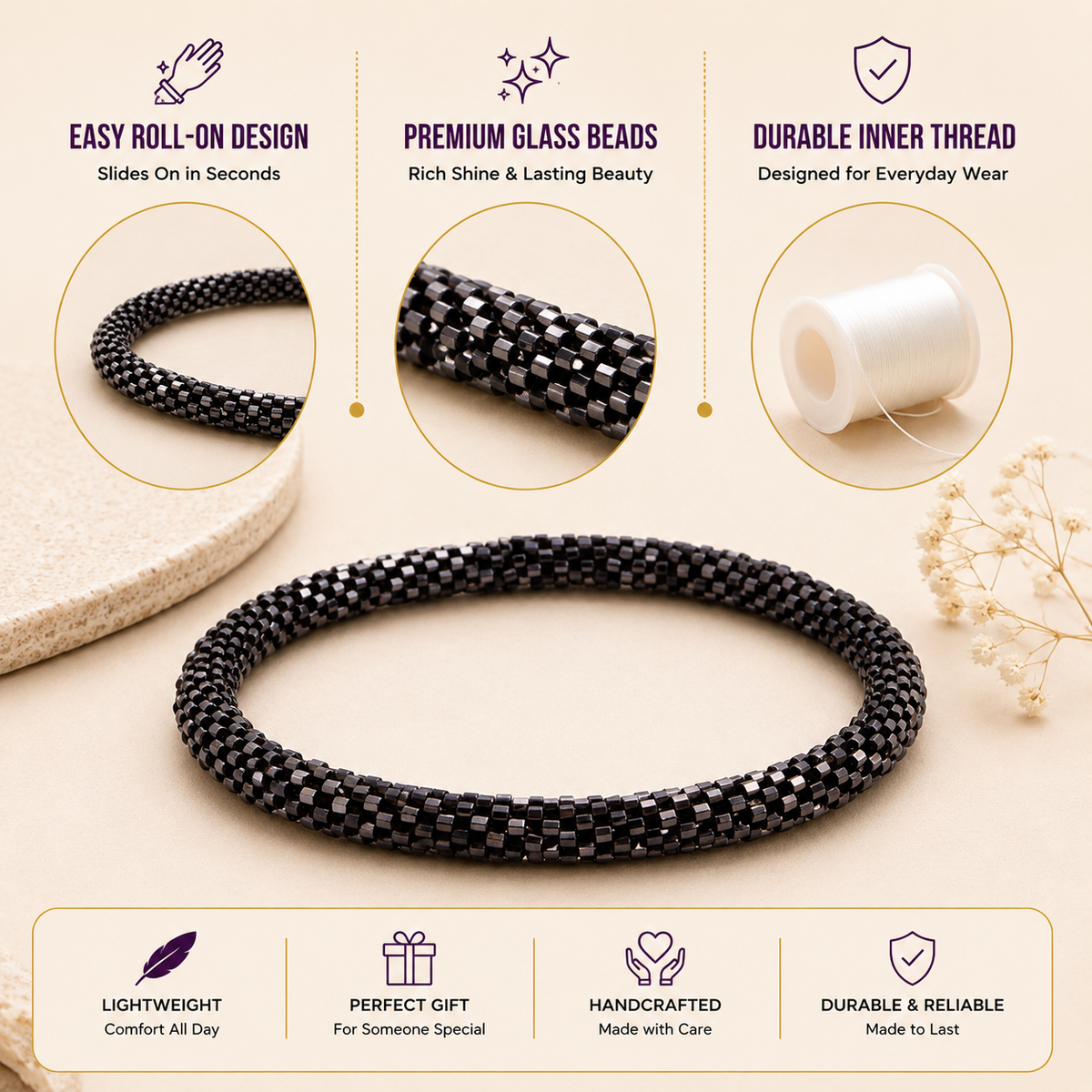 Roll On Beaded Bracelet for Women