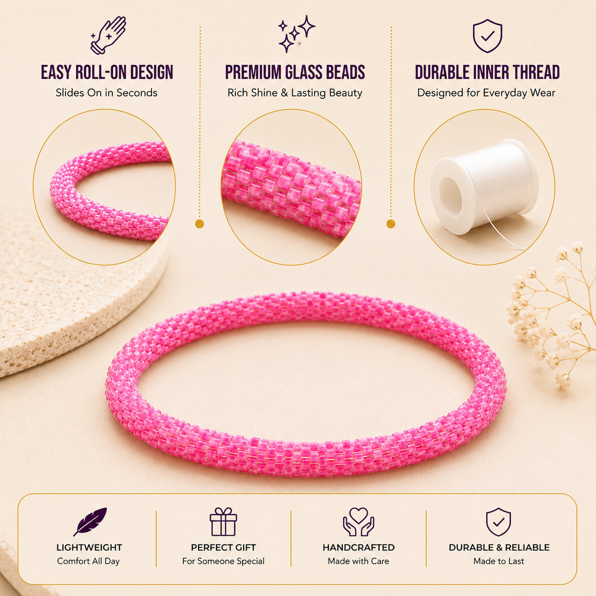 Roll On Beaded Bracelet for Women