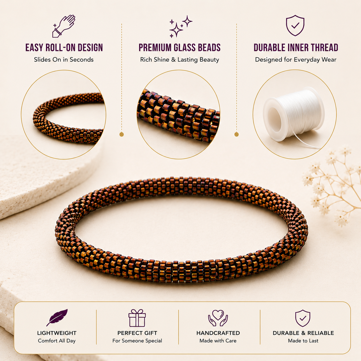 Roll On Beaded Bracelet for Women