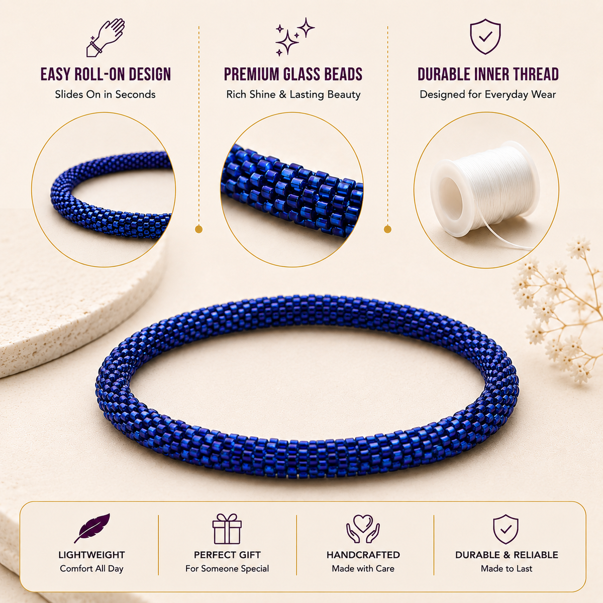 Roll On Beaded Bracelet for Women