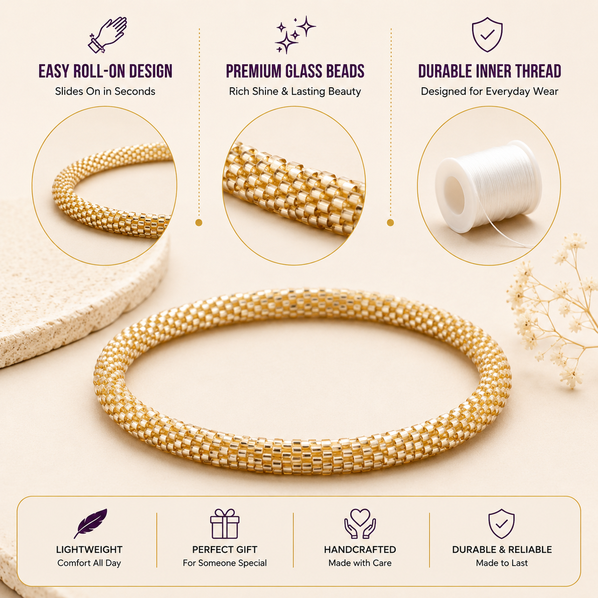 Roll On Beaded Bracelet for Women
