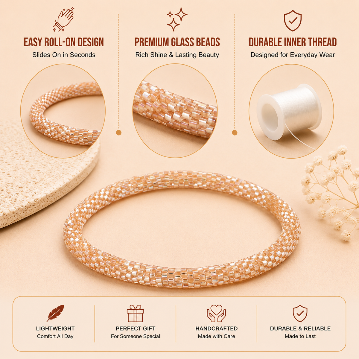 Roll On Beaded Bracelet for Women