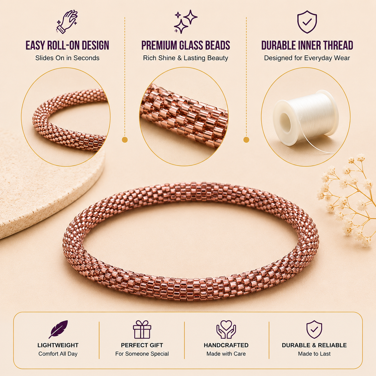 Roll On Beaded Bracelet for Women