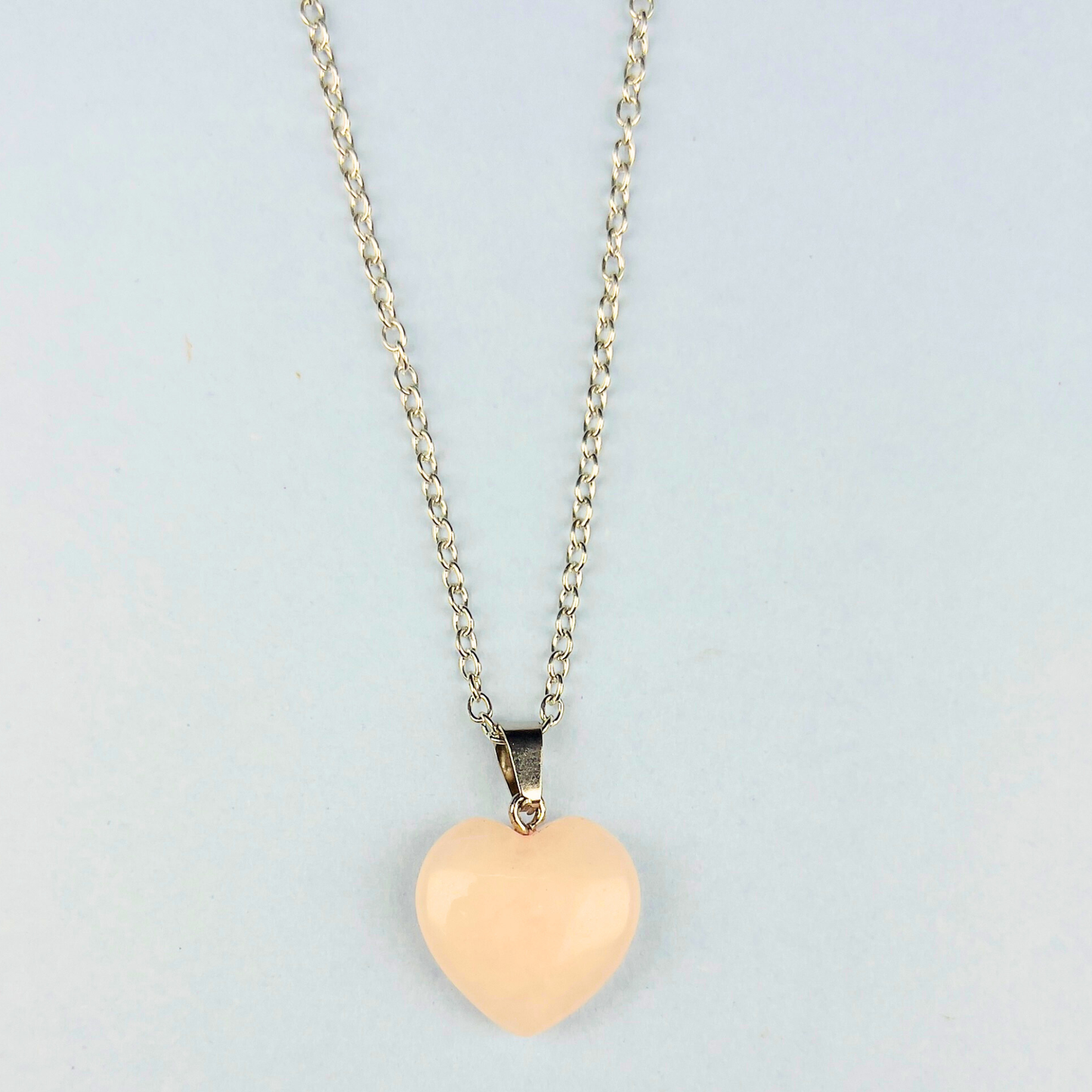 Rose Quartz Healing Heart Pendant Necklace