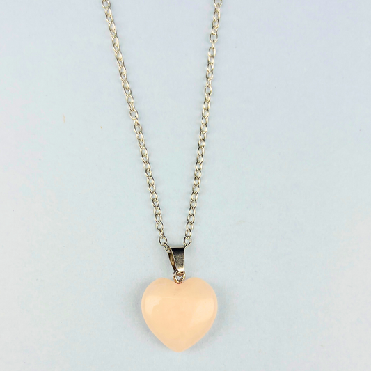 Rose Quartz Healing Heart Pendant Necklace