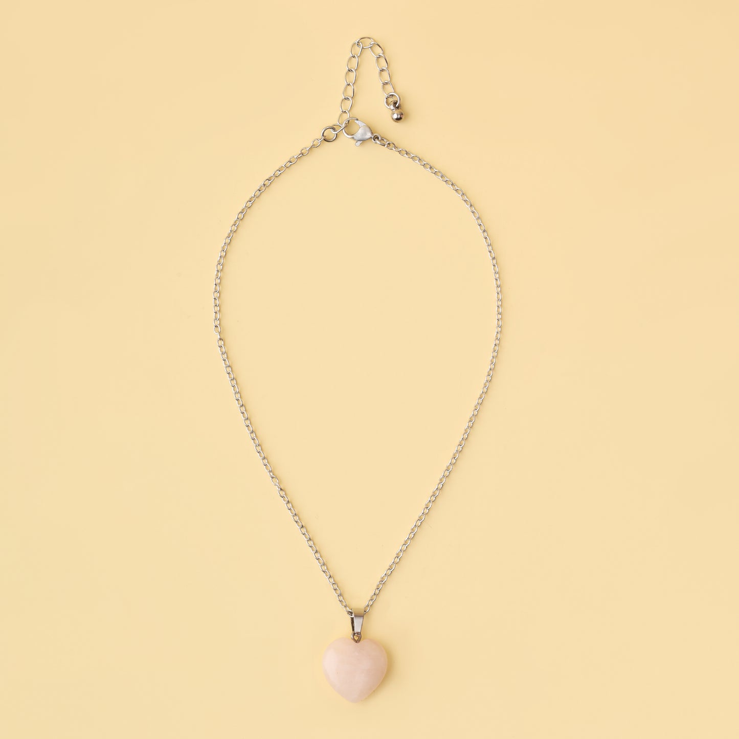 Rose Quartz Healing Heart Pendant Necklace