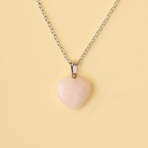 Rose Quartz Healing Heart Pendant Necklace