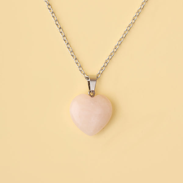 Rose Quartz Healing Heart Pendant Necklace