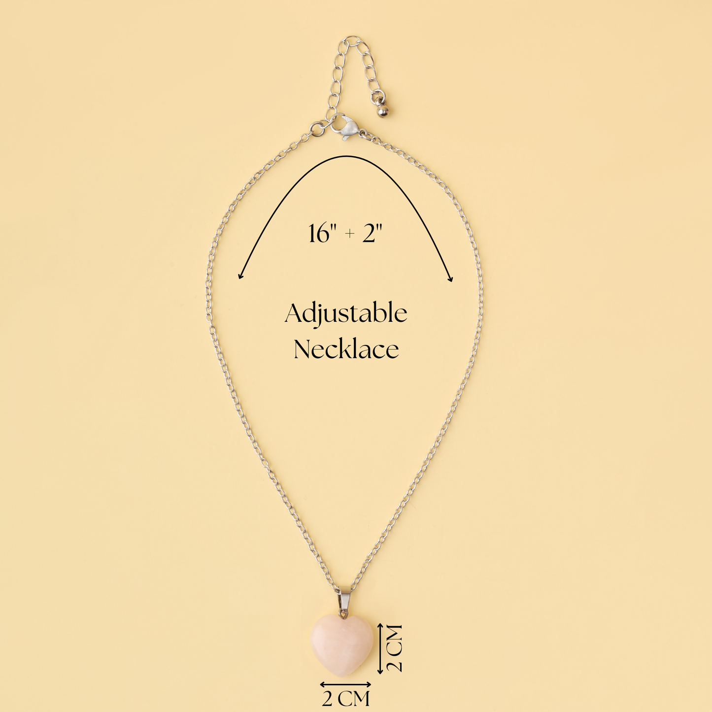 Rose Quartz Healing Heart Pendant Necklace