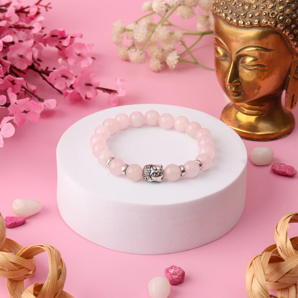 Rose Quartz Natural Stone Buddha Bracelet