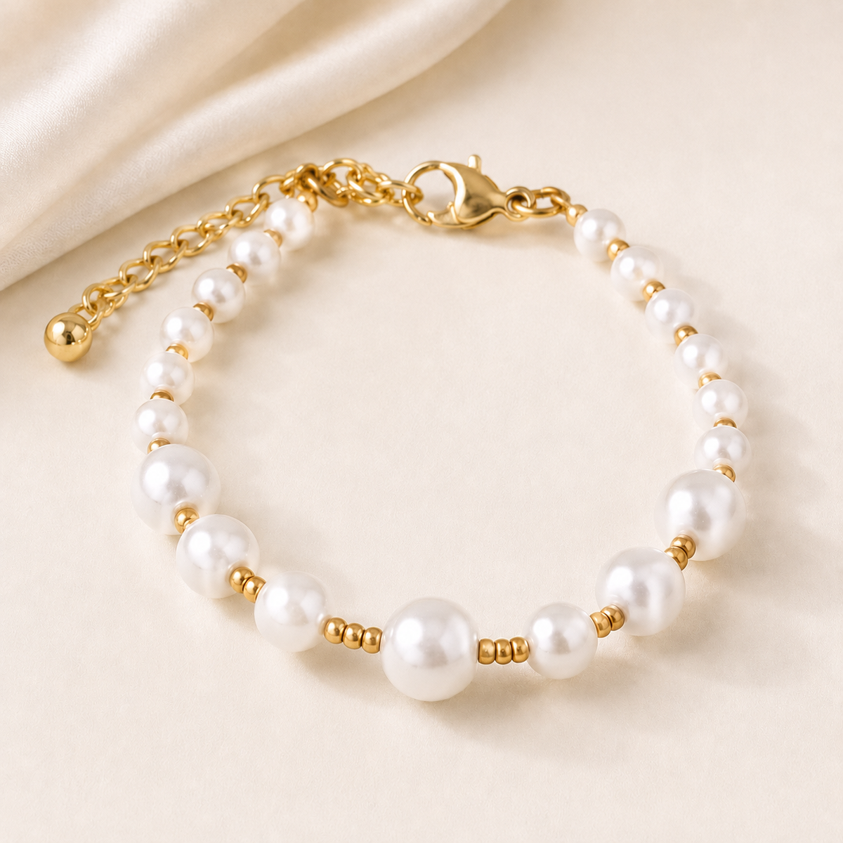 Round Pearl Bracelet with Dainty Seed Beads