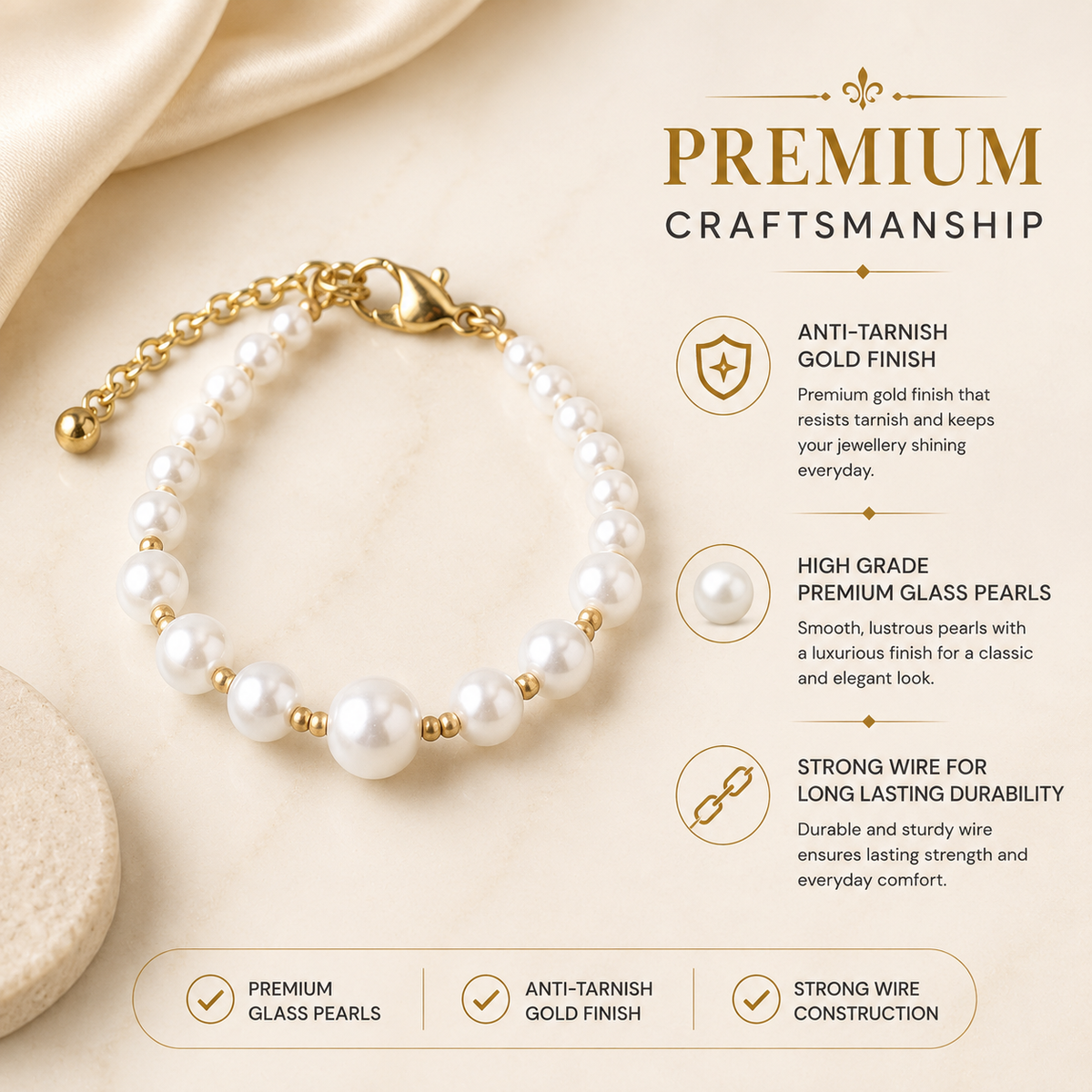 Round Pearl Bracelet with Dainty Seed Beads