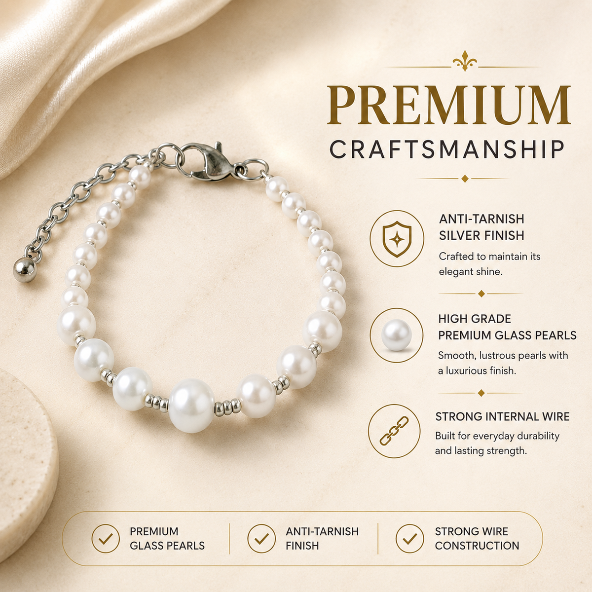 Round Pearl Bracelet with Dainty Seed Beads
