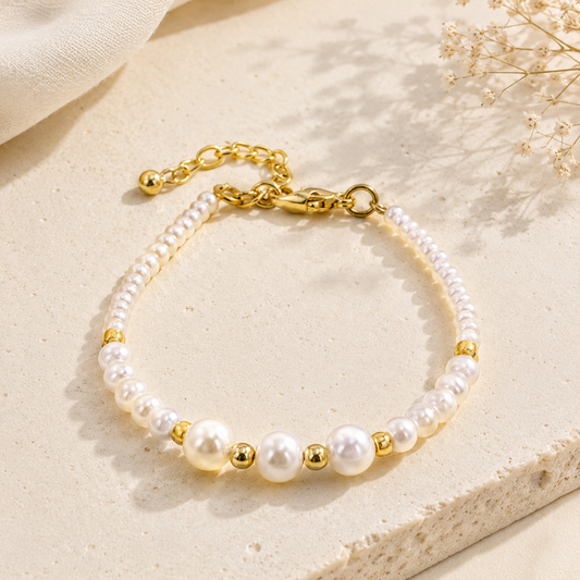 Round Pearl Bracelet with Seed Beads