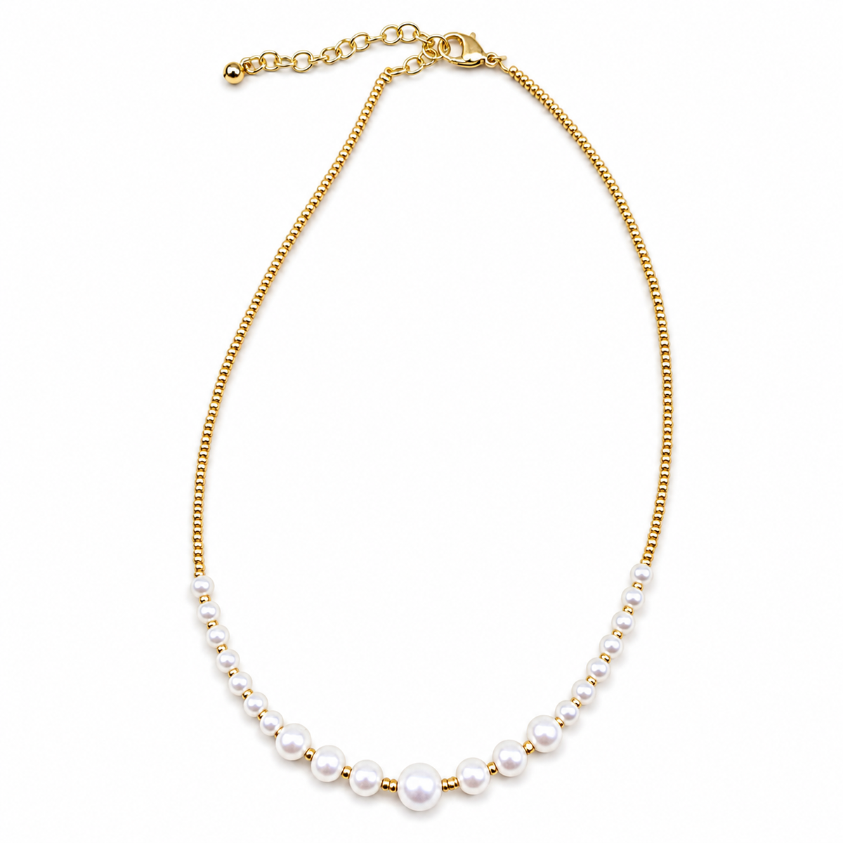 Round Pearl Necklace with Dainty Seed Beads