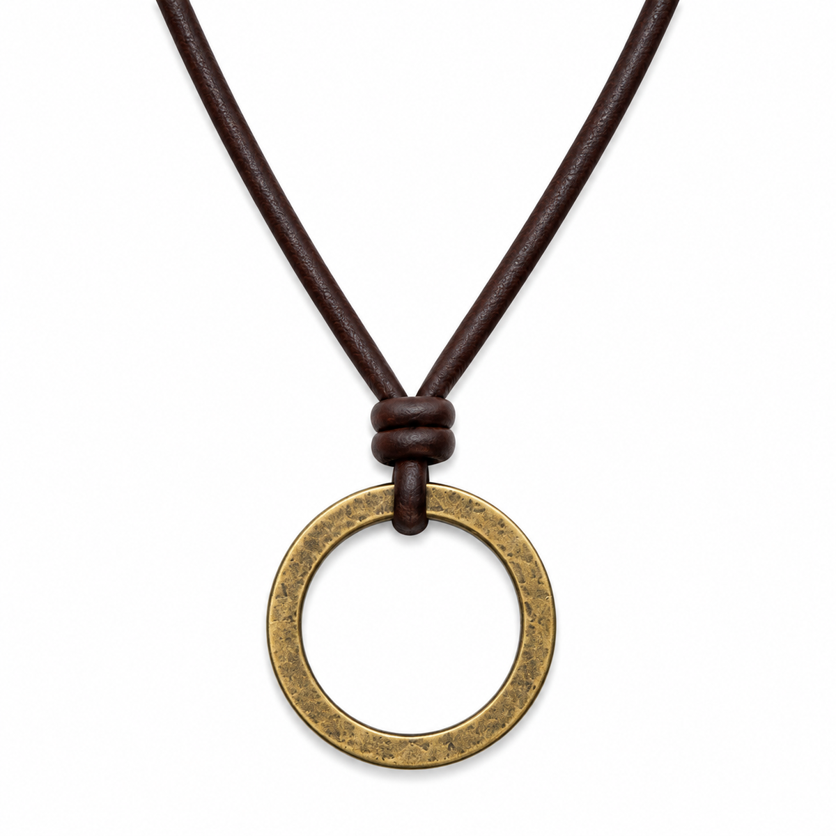 Round Ring Pendant Leather Necklace for Men