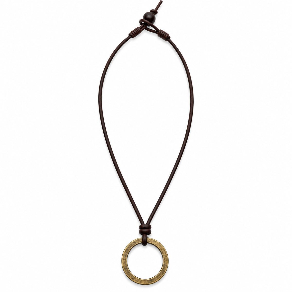 Round Ring Pendant Leather Necklace for Men
