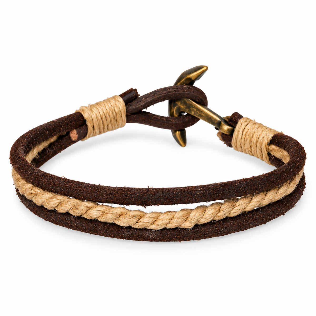 Rugged Anchor Leather Bracelet for Men