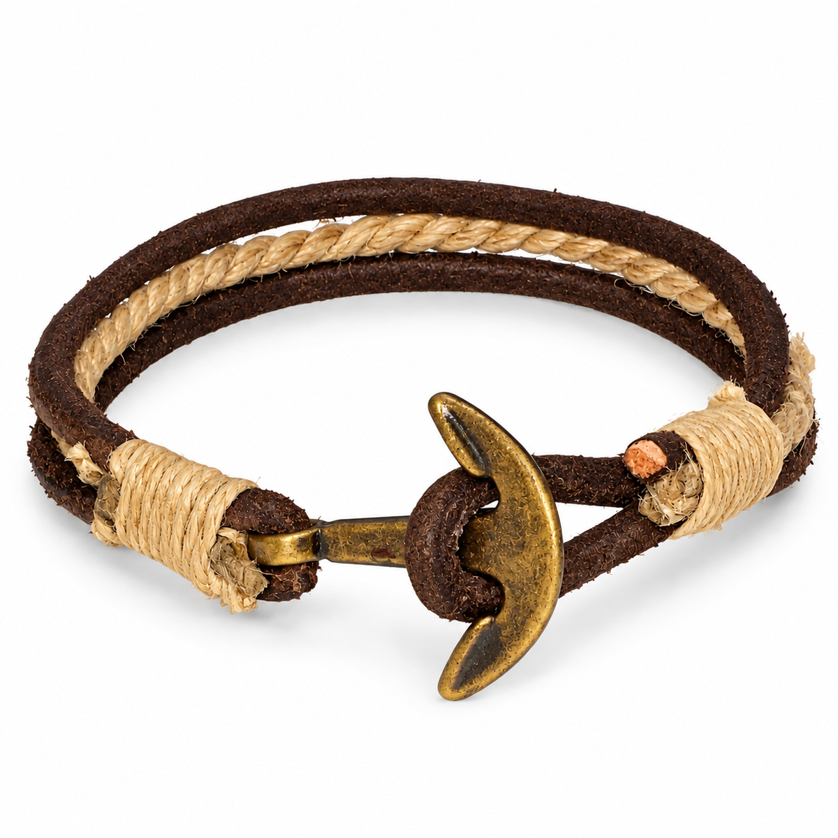 Rugged Anchor Leather Bracelet for Men
