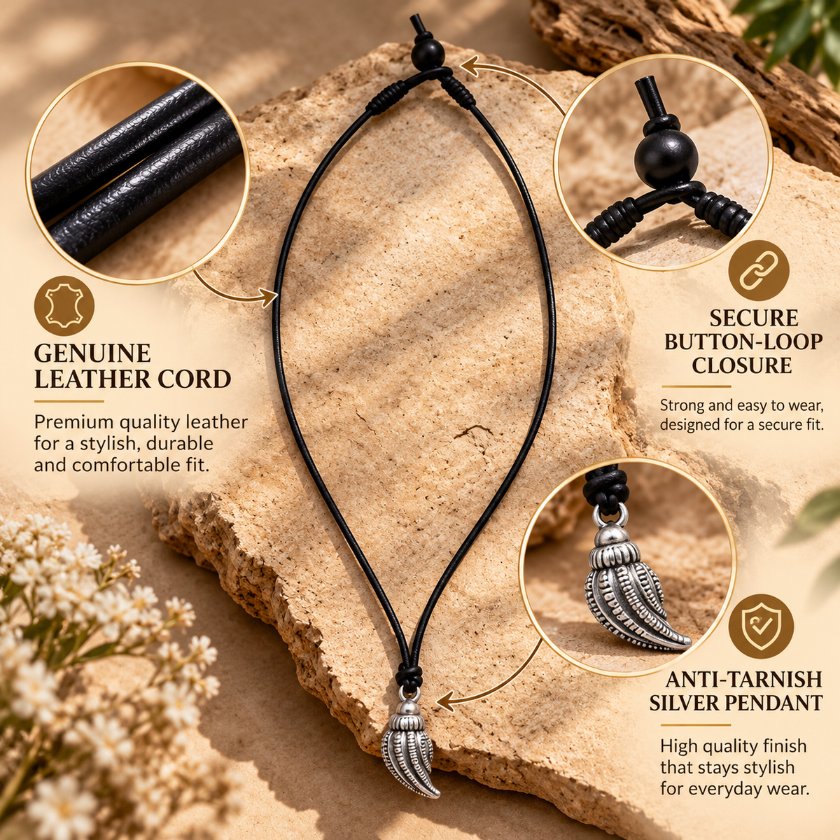 Seashell Pendant Leather Necklace for Women