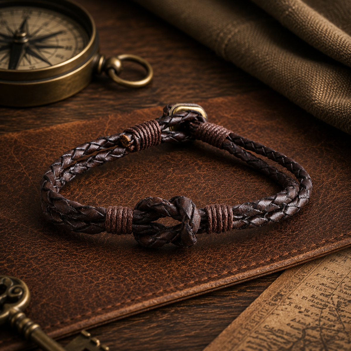 Seville Men’s Braided Leather Bracelet