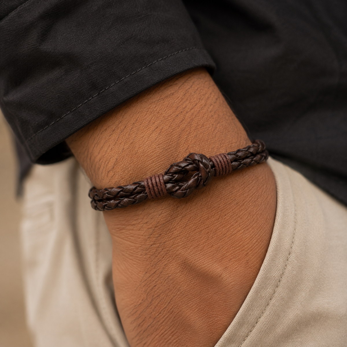 Seville Men’s Braided Leather Bracelet