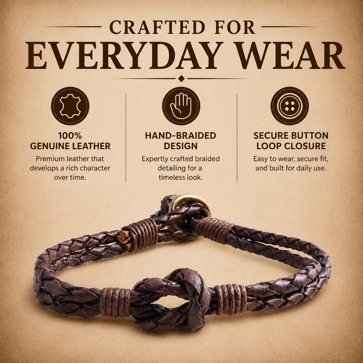 Seville Men’s Braided Leather Bracelet