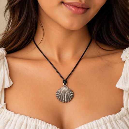 Shell Pendant Leather Necklace for Women