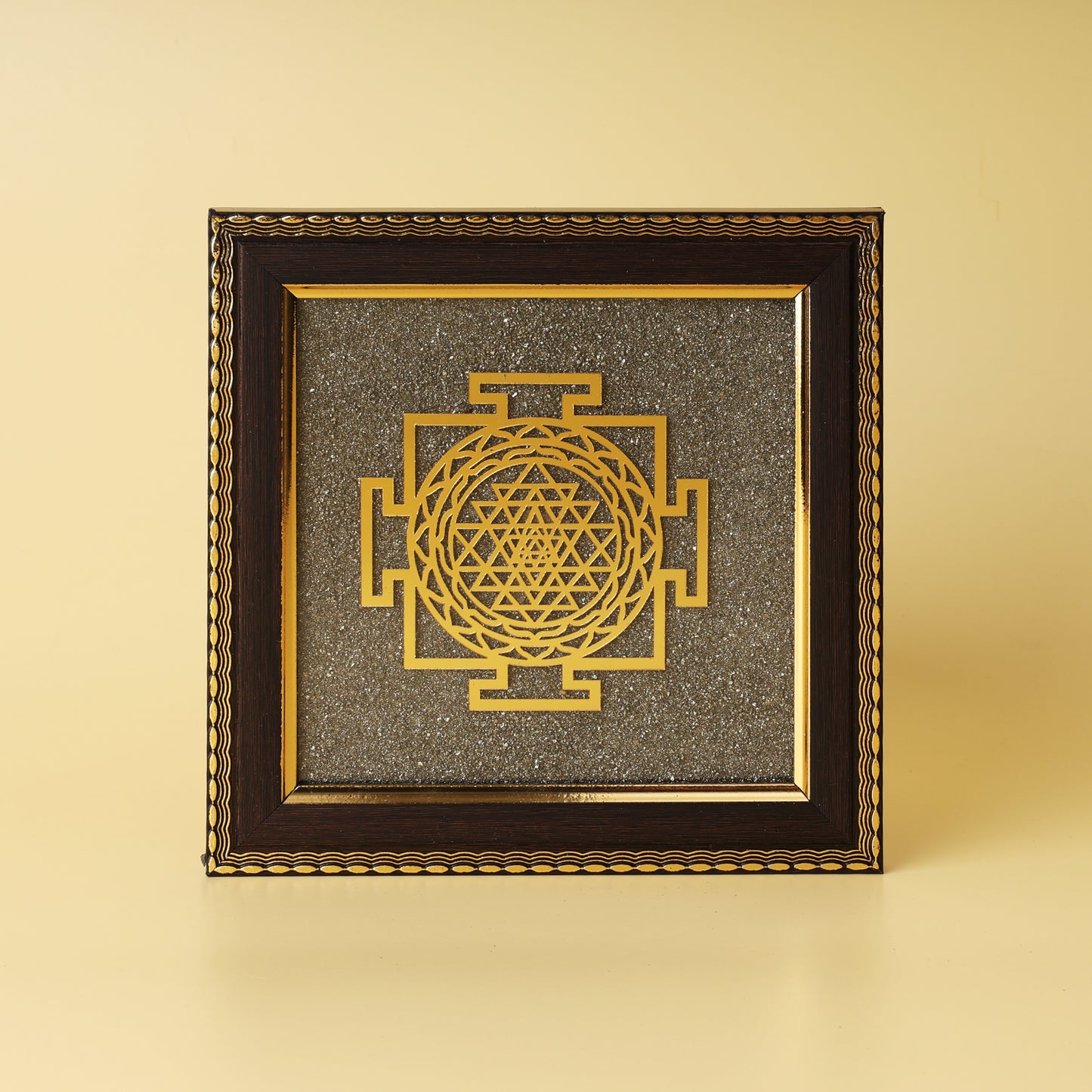 Shree Yantra on Raw Pyrite Frame
