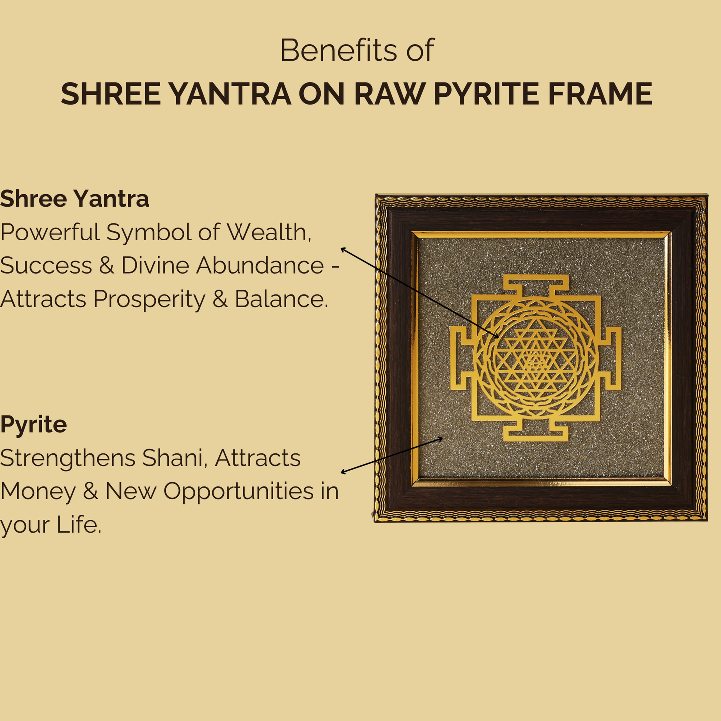 Shree Yantra on Raw Pyrite Frame