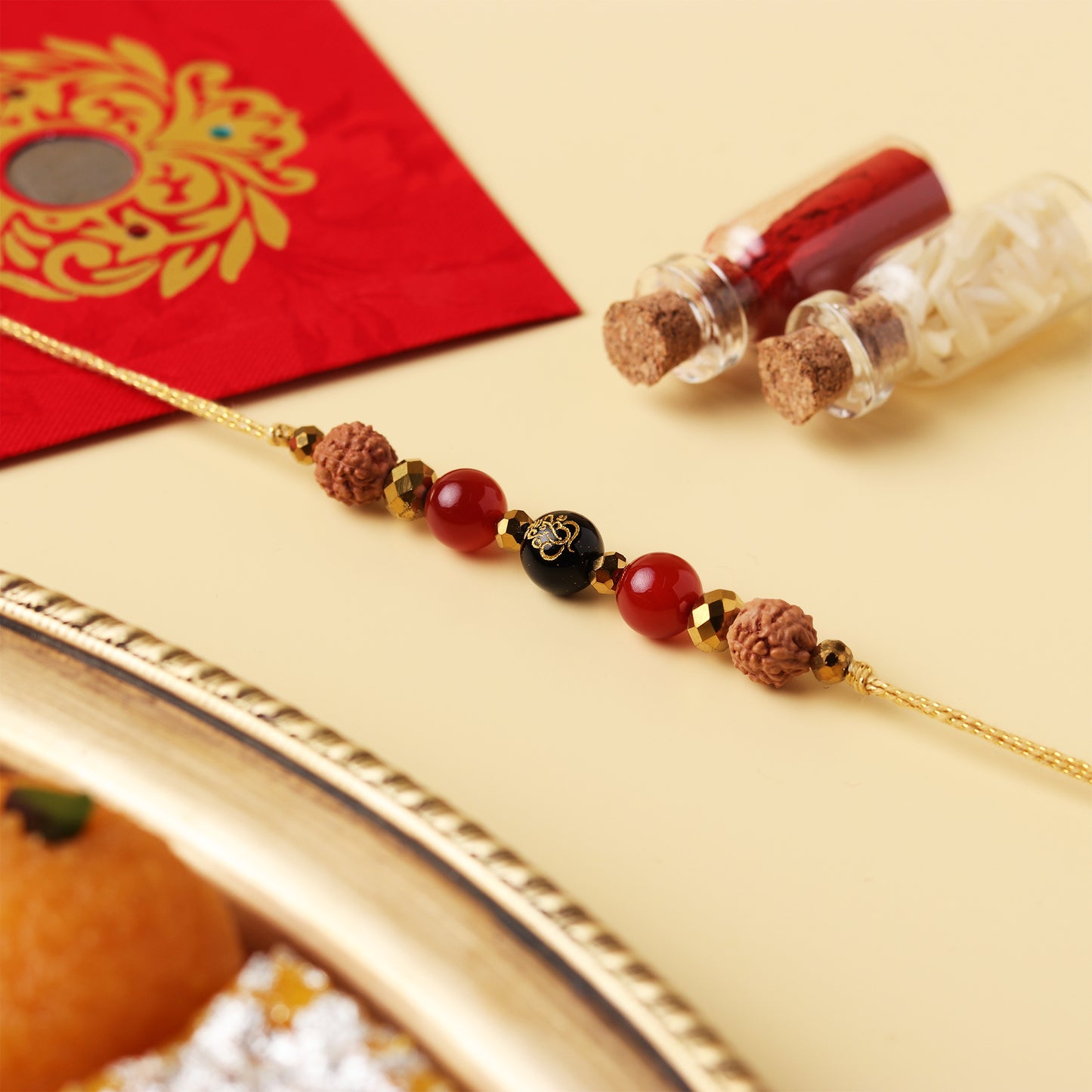 Shri Ganesh Rudraksh Natural Stone Rakhi